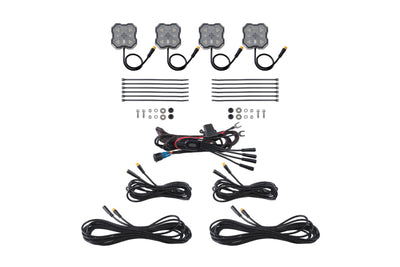 Diode Dyamics Rock Light - Red/White - M8 4-Pack
