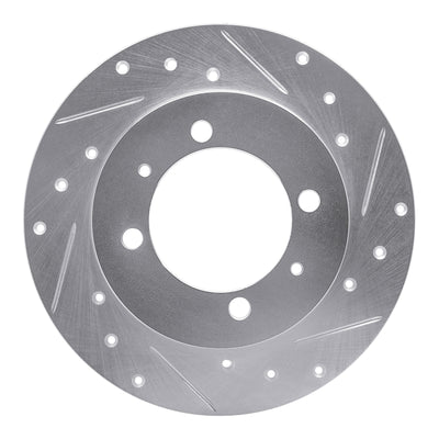 R1 88-93 Dodge COLT Rear Right Drilled & Slotted Silver Brake Rotor