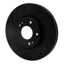 R1 10-13 Hyundai Santa Fe Front Left Drilled & Slotted Black Brake Rotor