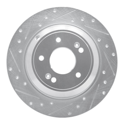 R1 18-23 Genesis G70 Rear Left Drilled & Slotted Silver Brake Rotor