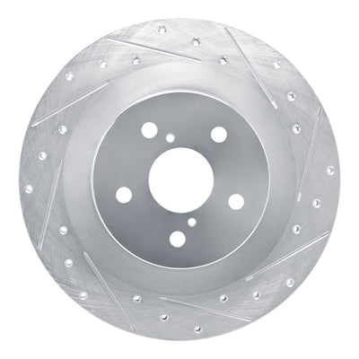R1 21-22 Lexus RC300 Rear Right Drilled & Slotted Silver Brake Rotor