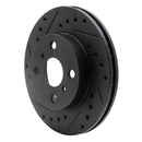 R1 86-89 Toyota Celica Front Left Drilled & Slotted Black Brake Rotor