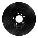R1 95-01 BMW 750IL Front Right Drilled & Slotted Black Brake Rotor