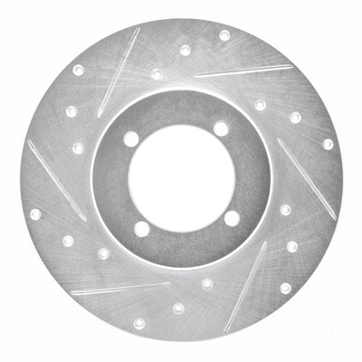 R1 70-73 Nissan 240Z Front Left Drilled & Slotted Silver Brake Rotor