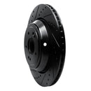 R1 17-19 Genesis G90 Rear Left Drilled & Slotted Black Brake Rotor