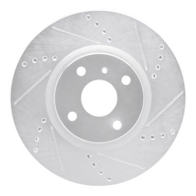 R1 2016-2025 Fiat 124 Spider Front Right Drilled & Slotted Silver Brake Rotor