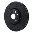 R1 06-20 Lexus GS350 Left Front Drilled & Slotted Black Brake Rotor
