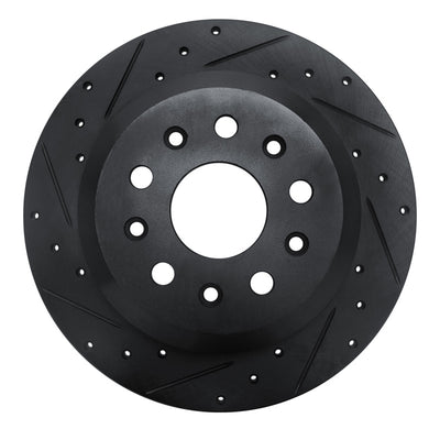 R1 18-25 Jeep Wrangler Rear Left Drilled & Slotted Black Brake Rotor