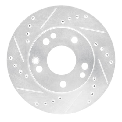 R1 87-93 Mercedes-Benz 190D Front Left Drilled & Slotted Silver Brake Rotor