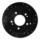 R1 01-10 Hyundai Tucson Rear Right Drilled & Slotted Black Brake Rotor