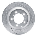 R1 2019-2023 Porsche Cayenne Rear Right Drilled & Slotted Silver Brake Rotor