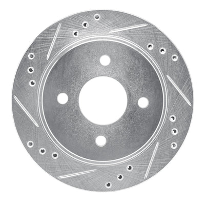 R1 95-04 Ford CONTOUR Rear Left Drilled & Slotted Silver Brake Rotor