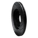 R1 01-10 Chrysler PT Cruiser Front Left Drilled & Slotted Black Brake Rotor