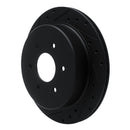 R1 17-24 Nissan Titan Rear Left Drilled & Slotted Black Brake Rotor