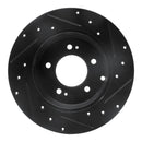 R1 05-20 Hyundai Azera Rear Left Drilled & Slotted Black Brake Rotor