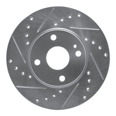 R1 94-02 Mazda Miata Front Left Drilled & Slotted Silver Brake Rotor