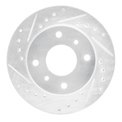 R1 89-96 Nissan 240SX Front Left Drilled & Slotted Silver Brake Rotor