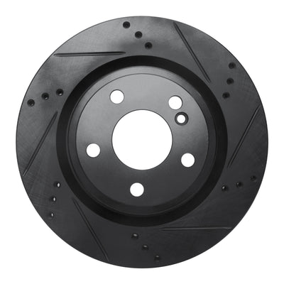 R1 14-19 Mercedes-Benz CLA250 Rear Right Drilled & Slotted Black Brake Rotor