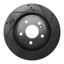 R1 14-19 Mercedes-Benz CLA250 Rear Right Drilled & Slotted Black Brake Rotor