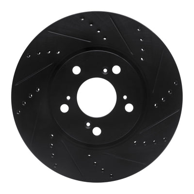 R1 14-20 Acura RLX Front Right Drilled & Slotted Black Brake Rotor