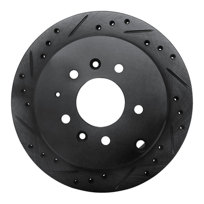 R1 92-06 Mazda 929 Rear Left Drilled & Slotted Black Brake Rotor