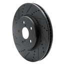 R1 01-06 Lexus LS430 Front Left Drilled & Slotted Black Brake Rotor