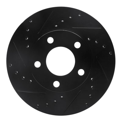 R1 94-04 Ford Mustang Front Left Drilled & Slotted Black Brake Rotor