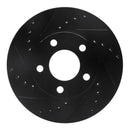 R1 94-04 Ford Mustang Front Left Drilled & Slotted Black Brake Rotor