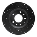 R1 98-15 Ford Fusion Rear Left Drilled & Slotted Black Brake Rotor