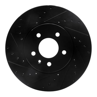 R1 13-25 Cadillac CT4 Front Left Drilled & Slotted Black Brake Rotor