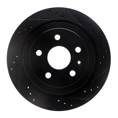 R1 08-19 Cadillac CTS Rear Right Drilled & Slotted Black Brake Rotor