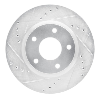 R1 13-19 Nissan SENTRA Front Left Drilled & Slotted Silver Brake Rotor