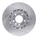 R1 11-18 Porsche CAYENNE Right Front Drilled & Slotted Silver Brake Rotor