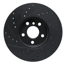 R1 16-24 Mini Cooper (Excl Clubman) Front Right Drilled & Slotted Black Brake Rotor