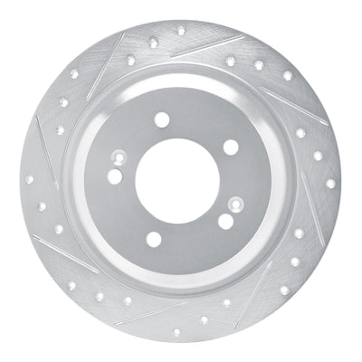 R1 2021-2025 Hyundai Kona EV Rear Left Drilled & Slotted Silver Brake Rotor