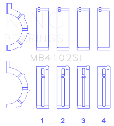 King Engine Bearings Chrysler 226 (3.7L) (Size +0.50mm) Main Bearing Set