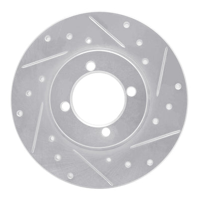 R1 74-87 Dodge COLT Front Right Drilled & Slotted Silver Brake Rotor