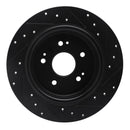 R1 15-25 Acura TLX Rear Drilled & Slotted Black Brake Rotor Set