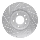 R1 03-18 Porsche Cayenne Right Front Drilled & Slotted Silver Brake Rotor