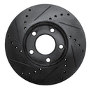 R1 04-13 Mazda 3 Front Right Drilled & Slotted Black Brake Rotor