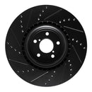 R1 03-25 Subaru Impreza Front Right Drilled & Slotted Black Brake Rotor