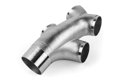 APR Cast Stainless Steel Double Y Splitter - 76mm (3in) to Quad 63.5mm (2.5in)