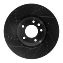 R1 03-15 Audi Q7 Left Front Drilled & Slotted Black Brake Rotor