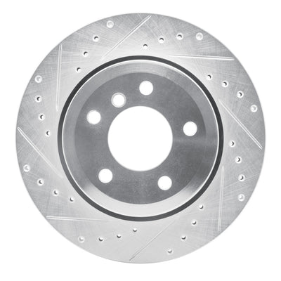 R1 06-10 BMW 530XI Rear Left Drilled & Slotted Silver Brake Rotor