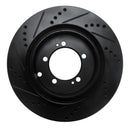 R1 03-06 Mitsubishi Lancer Rear Right Drilled & Slotted Black Brake Rotor