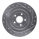 R1 00-06 Subaru Outback Rear Left Drilled & Slotted Silver Brake Rotor