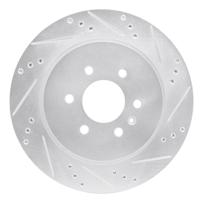 R1 04-09 Cadillac SRX Rear Right Drilled & Slotted Silver Brake Rotor