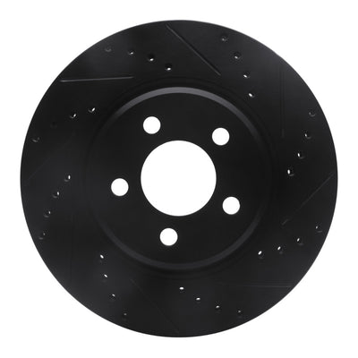 R1 05-23 Chrysler 300 Front Right Drilled & Slotted Black Brake Rotor