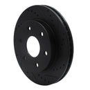 R1 2022-2025 Lexus LX600 Rear Right Drilled & Slotted Black Brake Rotor