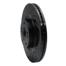 R1 10-16 Hyundai Genesis Coupe Front Left Drilled & Slotted Black Brake Rotor